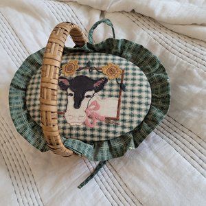Cottage core Cow Basket